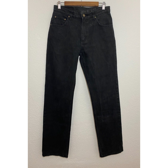 Hero By Wrangler Size W32 L34 Black Denim Jeans Mens Straight Leg 5 Pockets - Picture 1 of 6
